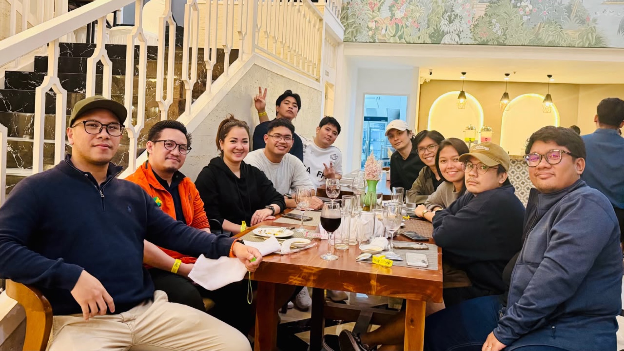 The Sageware team together at a group dinner